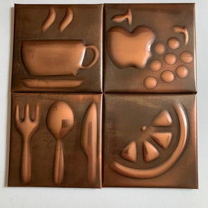 Copper Tile Backsplash, Set of 4 copper wall decor