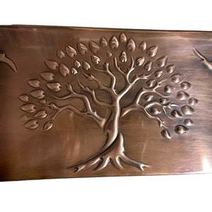 Tree of life copper panel backsplash, elegant copper tile wall decor