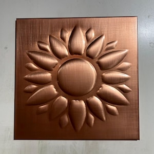 Sunflower Copper Tile Backsplash, handmade flower copper wall decor