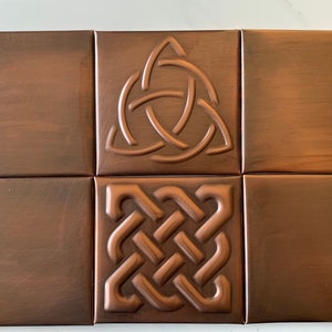 Celtic Knot Copper Tile Backsplash, custom copper wall decor set of 6 tiles