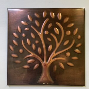 Tree of life copper panel backsplash, copper tile wall decor