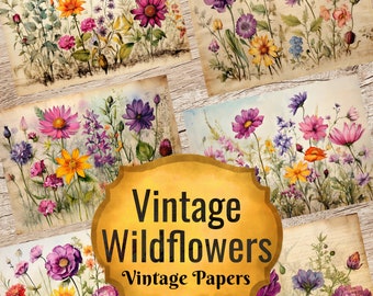 Vintage Wildflower Journal Pages – Printable Floral Ephemera (JPG)