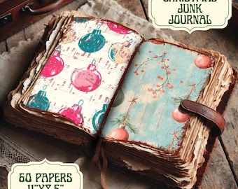 Christmas Junk Journal - 60 Papers - Double Pages - Christmas Journal Papers, Junk Journal Kit, Festive Journal, Vintage