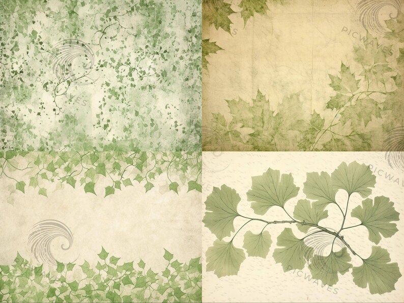 Basic Leafy Papers Junk Journal Kit Digital Download Printable Leafy