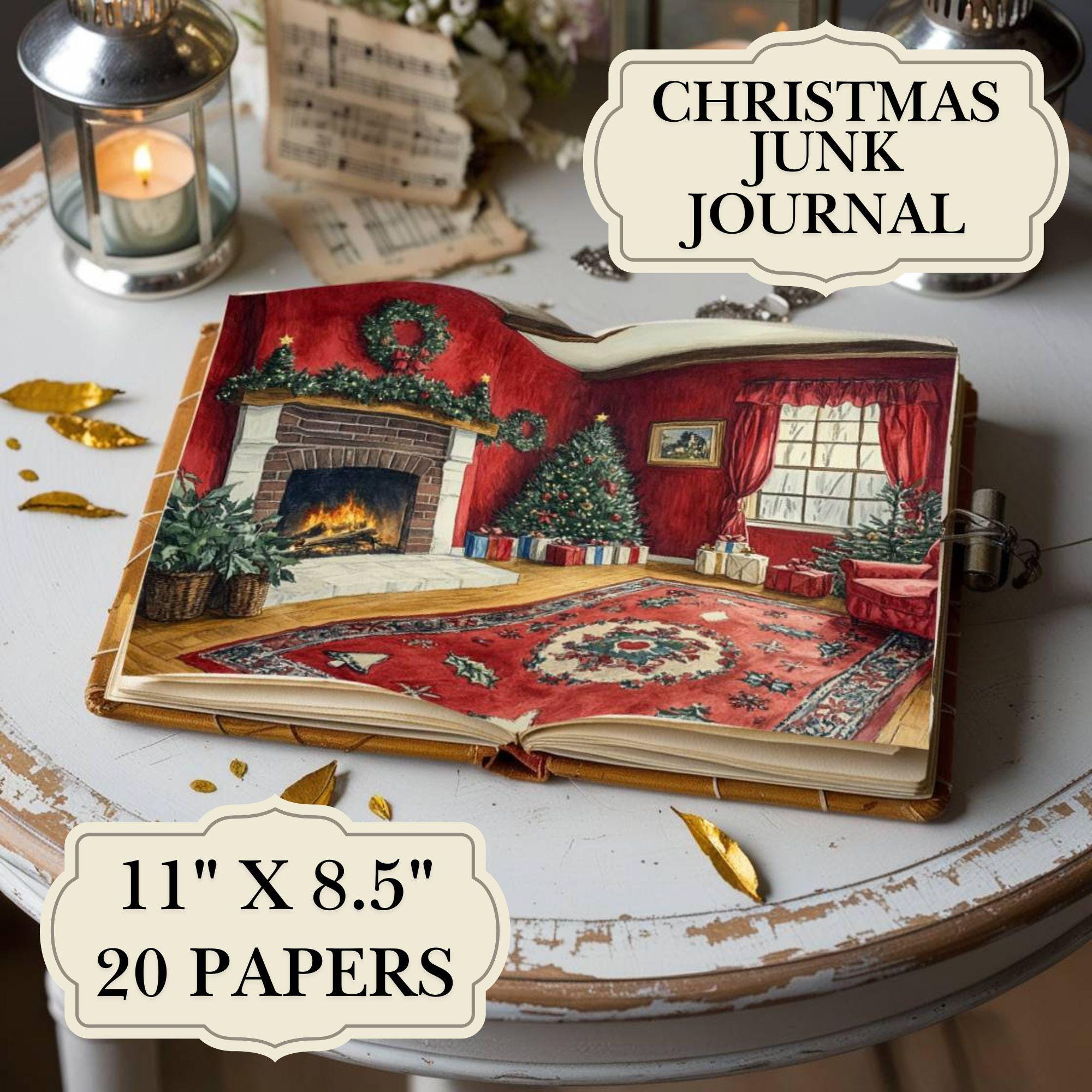Red Christmas Junk Journal Kit – Printable Festive Pages (digital ...