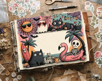 Summerween Invitation Border Printable Paper for Paper Crafts