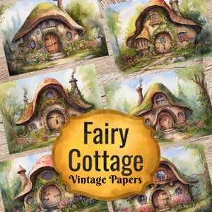 Fairy Cottage Journal, Printable Fairy Fantasy Papers, Magic Fairy Journal, Scrapbook, Watercolor Paper Craft Project, Fairy Ephemera