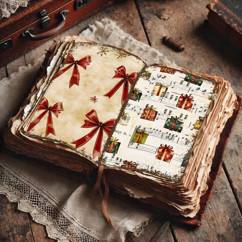 Christmas Junk Journal Kit – 60 Double-page Festive Papers (digital ...