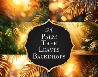Tropical Palm Tree Leaves Backdrop, Summer Beach Photography Background, Vacation Photo Booth Prop