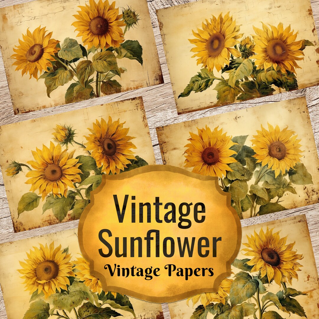Vintage Sunflower Junk Journal Papers Sunflower Ephemera Vintage Floral ...