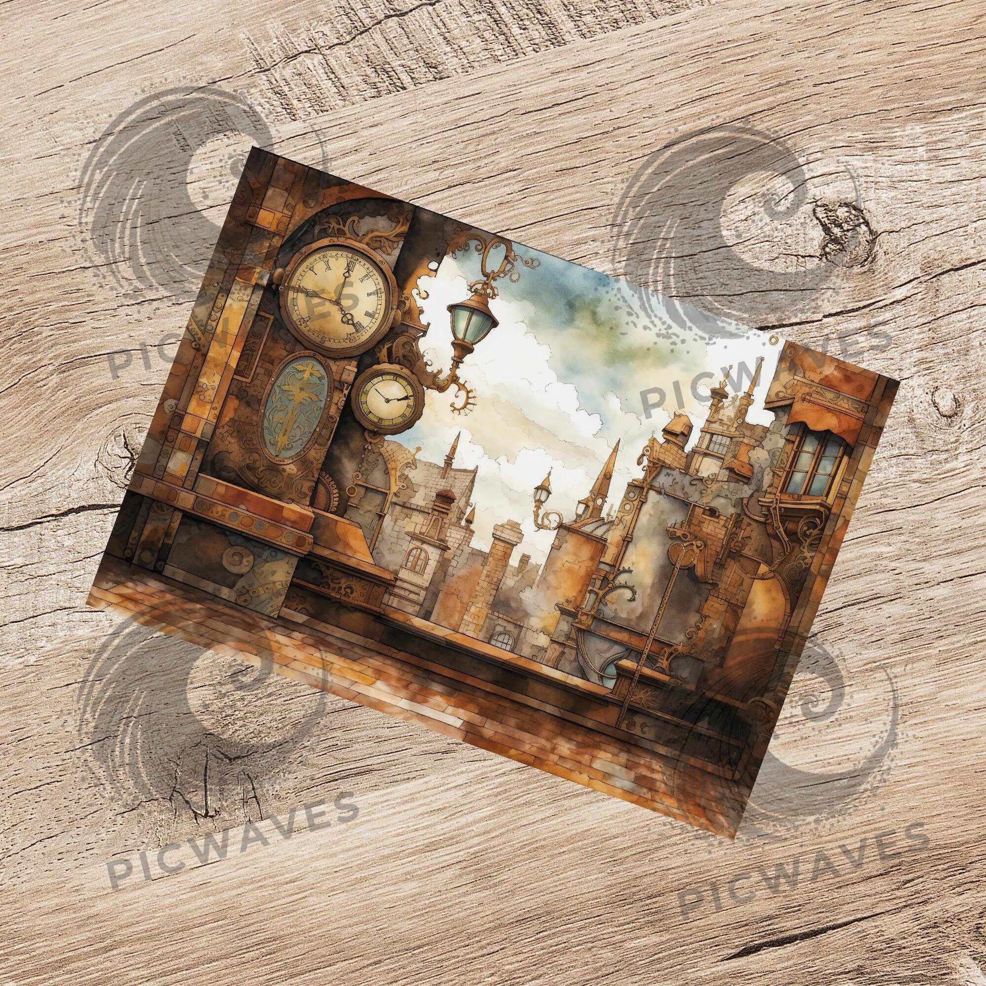 Steampunk City Junk Journal Pages – Printable Industrial Collage ...