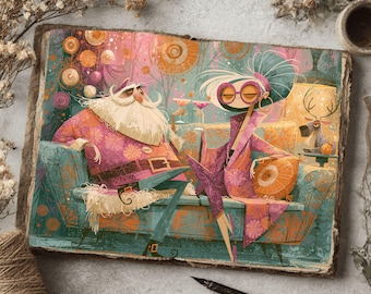 Groovy Vintage Santa Christmas Junk Journal & Scrapbook Paper