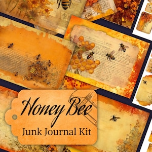 Bee Junk Journal Kit & Ephemera, Vintage Bee Journal Pages, Flower Junk Journal Printable, Junk Journal Kit, Bee Vintage Printable Journal