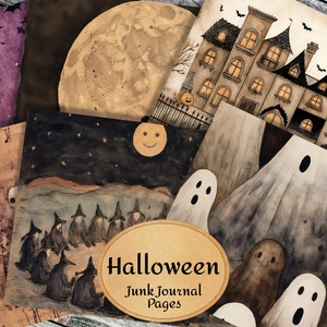 Halloween Junk Journal Pages - Digital Download - 12 Printable Pages - Witch Halloween Ephemera for Halloween Junk Journal Scrap Booking