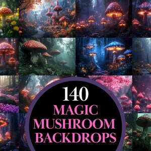 Magic Mushroom Forest Hintergründe - TV Wallpaper Hintergründe, Zauberwald, leuchtende Pilze, Pilz digitale Kulissen, TV Hintergrund