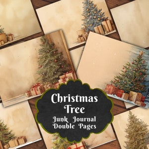 Christmas Tree Junk Journal Pages, 12 Pages Junk Journal Kit, Festive Journal, Vintage, Christmas Tree Ephemera, Christmas Junk Journal