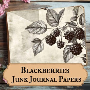 Brombeere Junk Journal Papier, Vintage Beere Digital Scrapbook Kit, druckbare Obst Ephemera für DIY Journals & Herbst Handwerk - Vintage Print