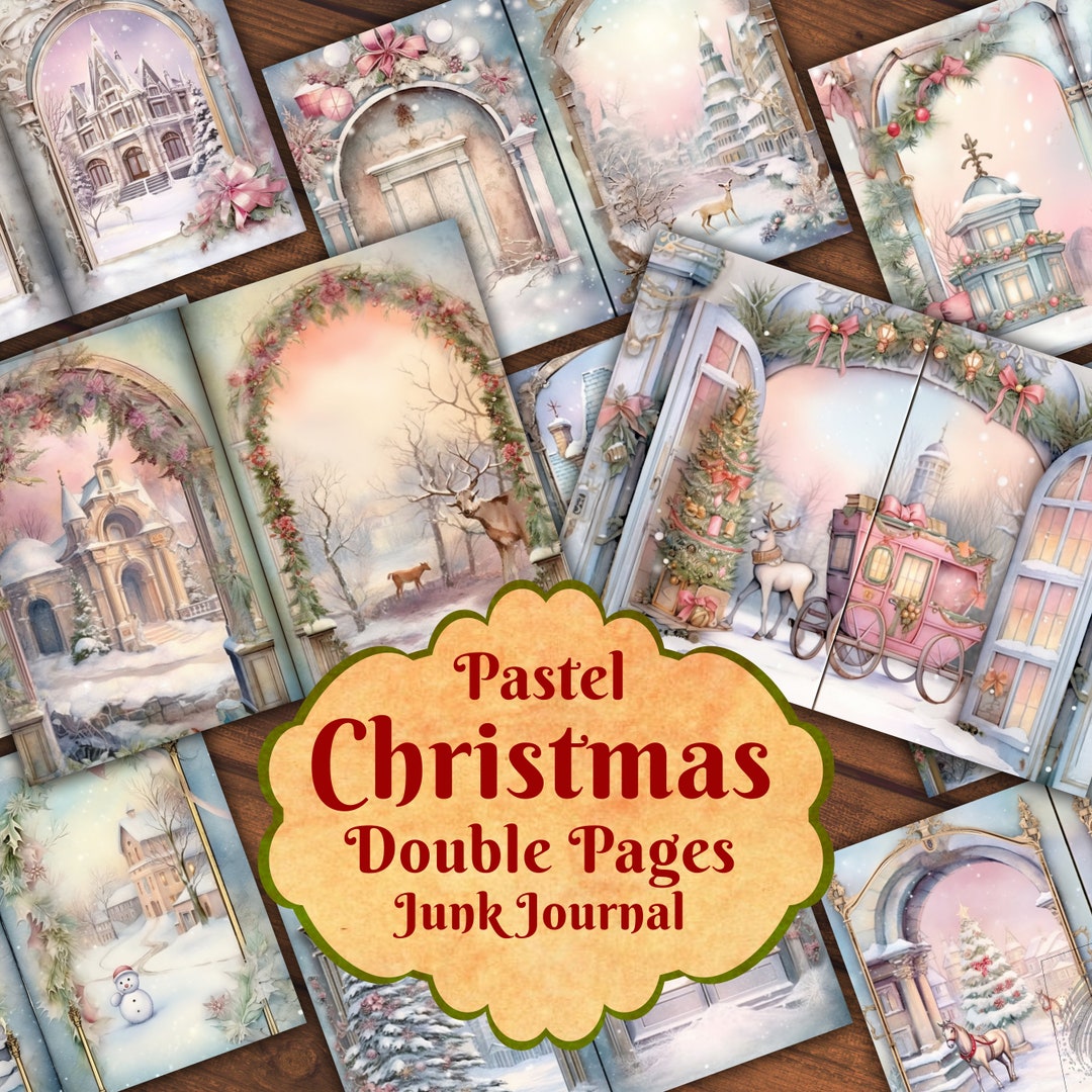 Pastel Christmas Journal Double Pages 12 Pages Junk Journal Kit ...
