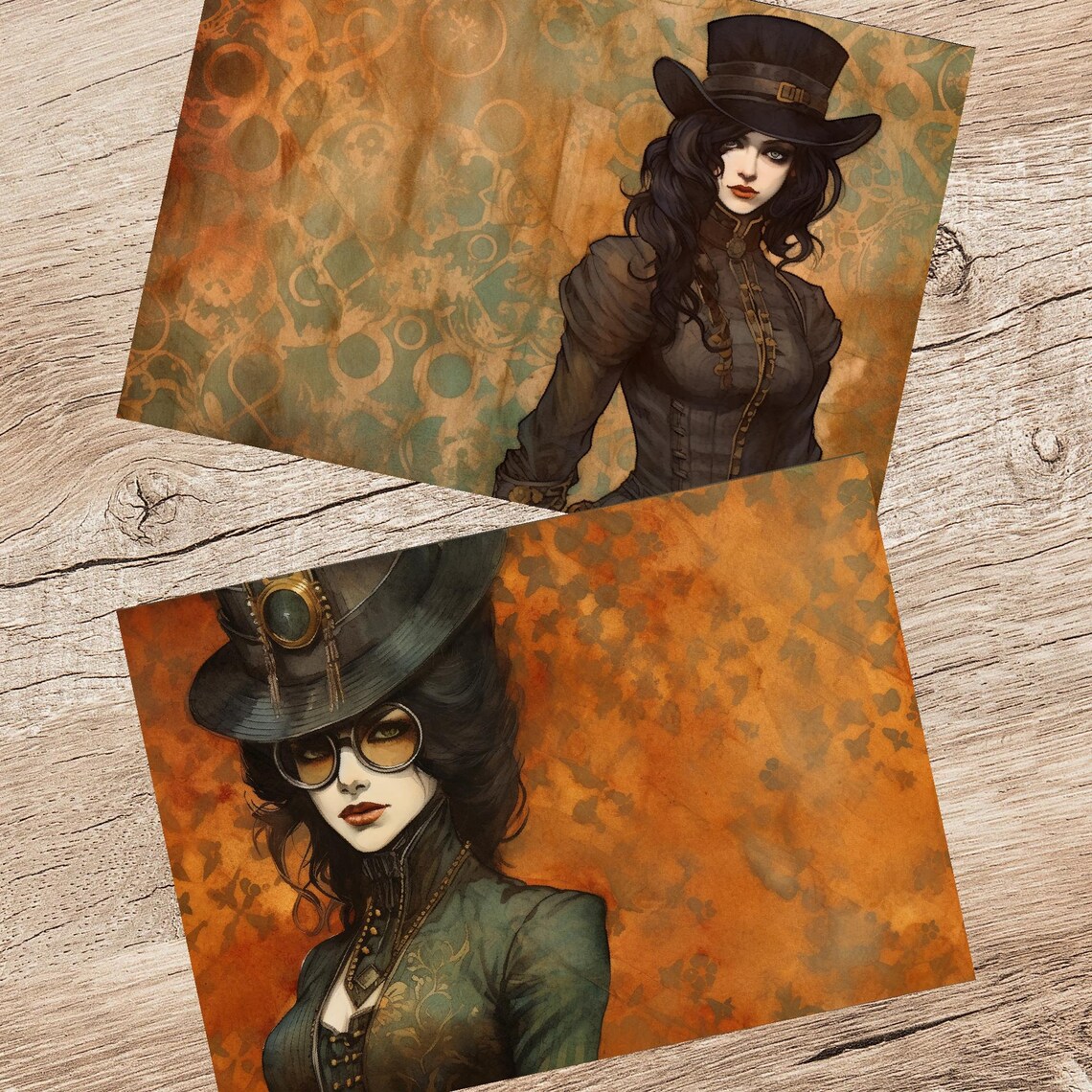 Steampunk Lady Vintage Industrial Junk Journal Pages, Steampunk Double ...
