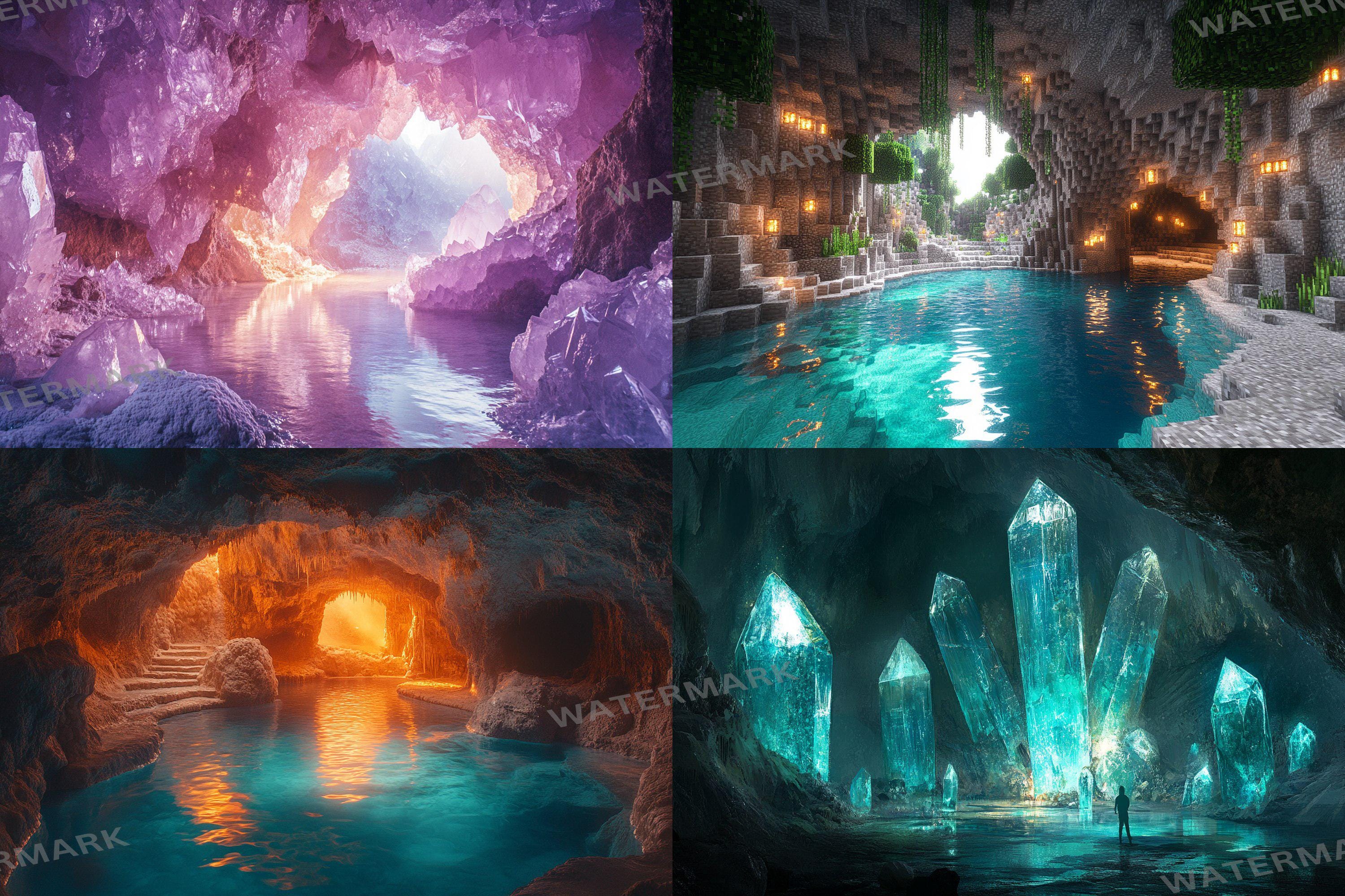 50 Crystal Cave Streaming Background, 16:9 Ratio. Sparkling Crystals ...
