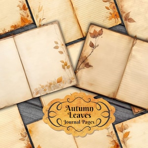 Grüne Herbst Seiten liniert - Herbst Junk Journal Seiten - Basic Journal Seiten - Gefütterte Blätter Seiten Ephemera Journal Scrap Buchung