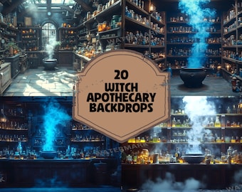 20 Witch Apothecary Backdrops, Magic Potion Labs (JPG)