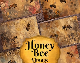 Bee Junk Journal Kit, Vintage Ephemera Pages (Printable)