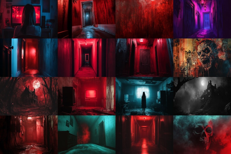 a collage of images with a person standing in a doorway
