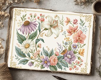 Creamy Neutral Floral Junk Journal Paper