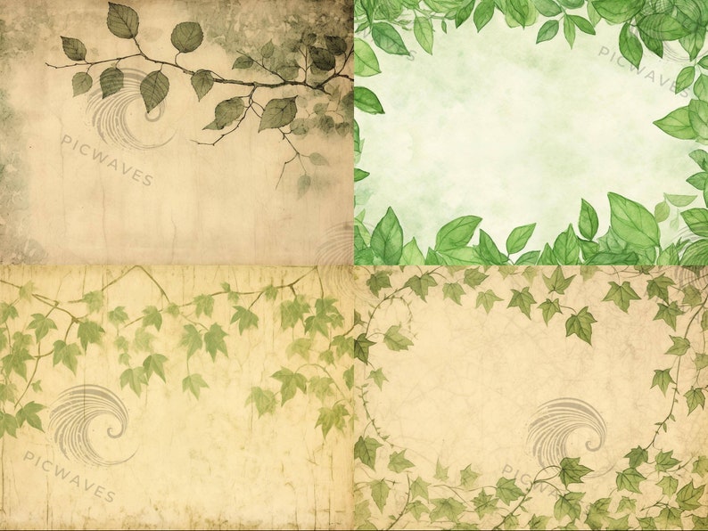 Basic Leafy Papers Junk Journal Kit Digital Download Printable Leafy