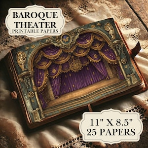 Baroque Theater Printable Papers | Vintage Theater Digital Backgrounds | 11x8.5 Printable Pages ...