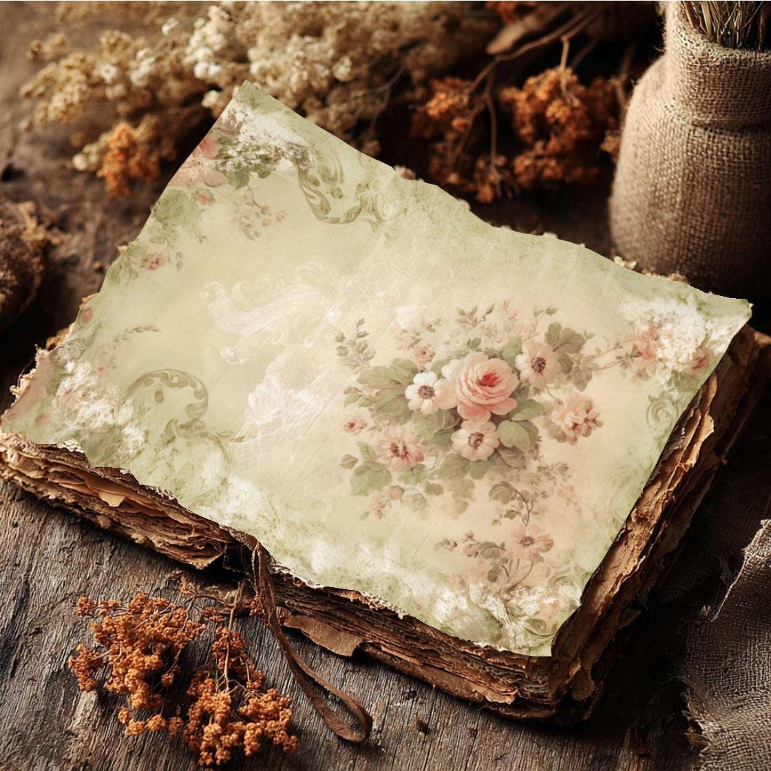 Shabby Vintage Floral Double Pages - Junk Journal Scrapbook Kit ...