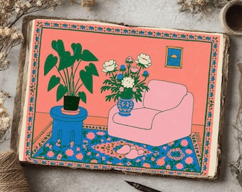 Modern Floral Pattern Illustration Junk Journal & Scrapbook Paper