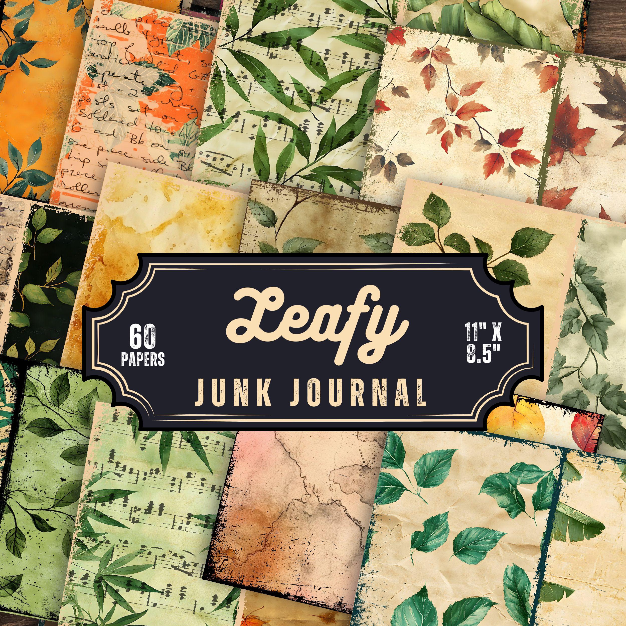 Leafy Green Junk Journal Papers - Green Forest Digital Paper - Leafy Green Vintage Landscapes Junk Journal - Scrapbooking, Green Ephemera