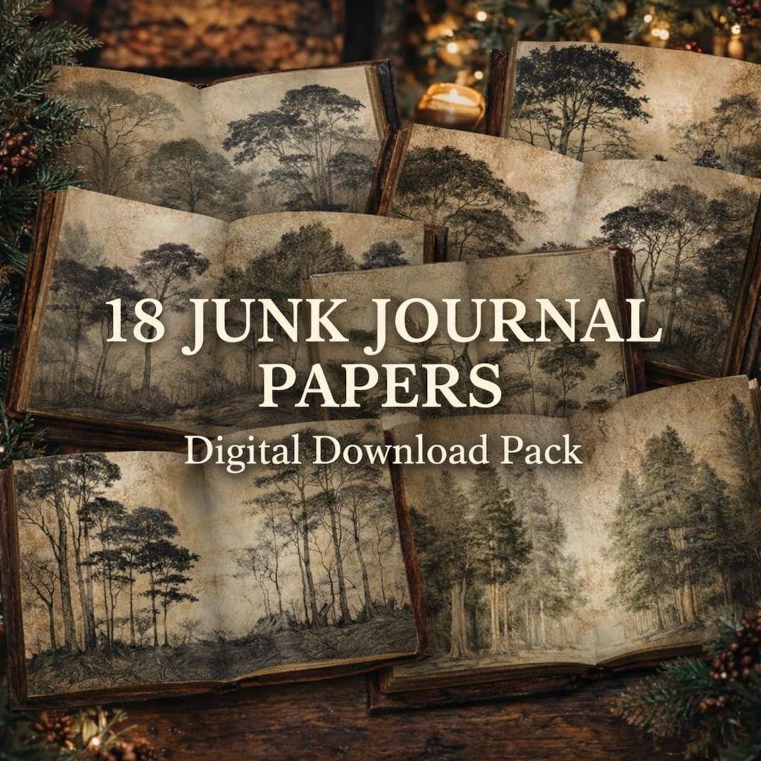 Vintage Forest Junk Journal Papers – 18 Antique Woodland Pages (digital ...