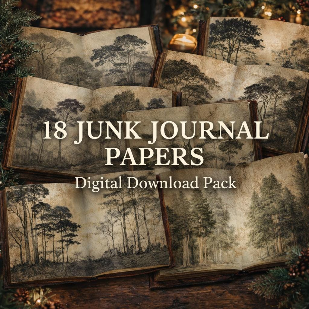 Vintage Forest Junk Journal Papers – 18 Antique Woodland Pages (digital ...