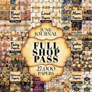 Kit de journal indésirable - Plus de 27 000 articles pour le journal indésirable, papiers minables, lot d'éphémères, lot de papiers numériques - feuilles de collage - laissez-passer complet