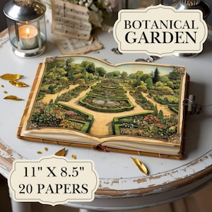 Botanische Junk Journal Papiere - Druckbare Botanische Garten Journal Doppelseiten, Botanische Garten Ephemera, Vintage Printable, Scrapbooking