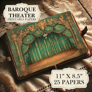 Carta digitale Vintage Theater / Palcoscenico barocco, Junk Journal (PDF)