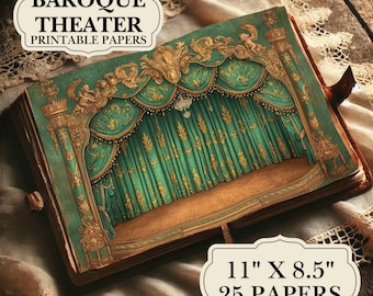 Vintage Theater Digital Paper | Baroque Stage, Junk Journal (PDF)