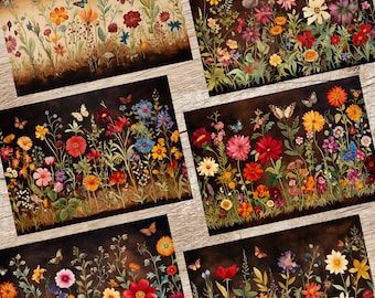 Vintage Floral Wildflower Junk Journal Pages (Printable A4 JPG)