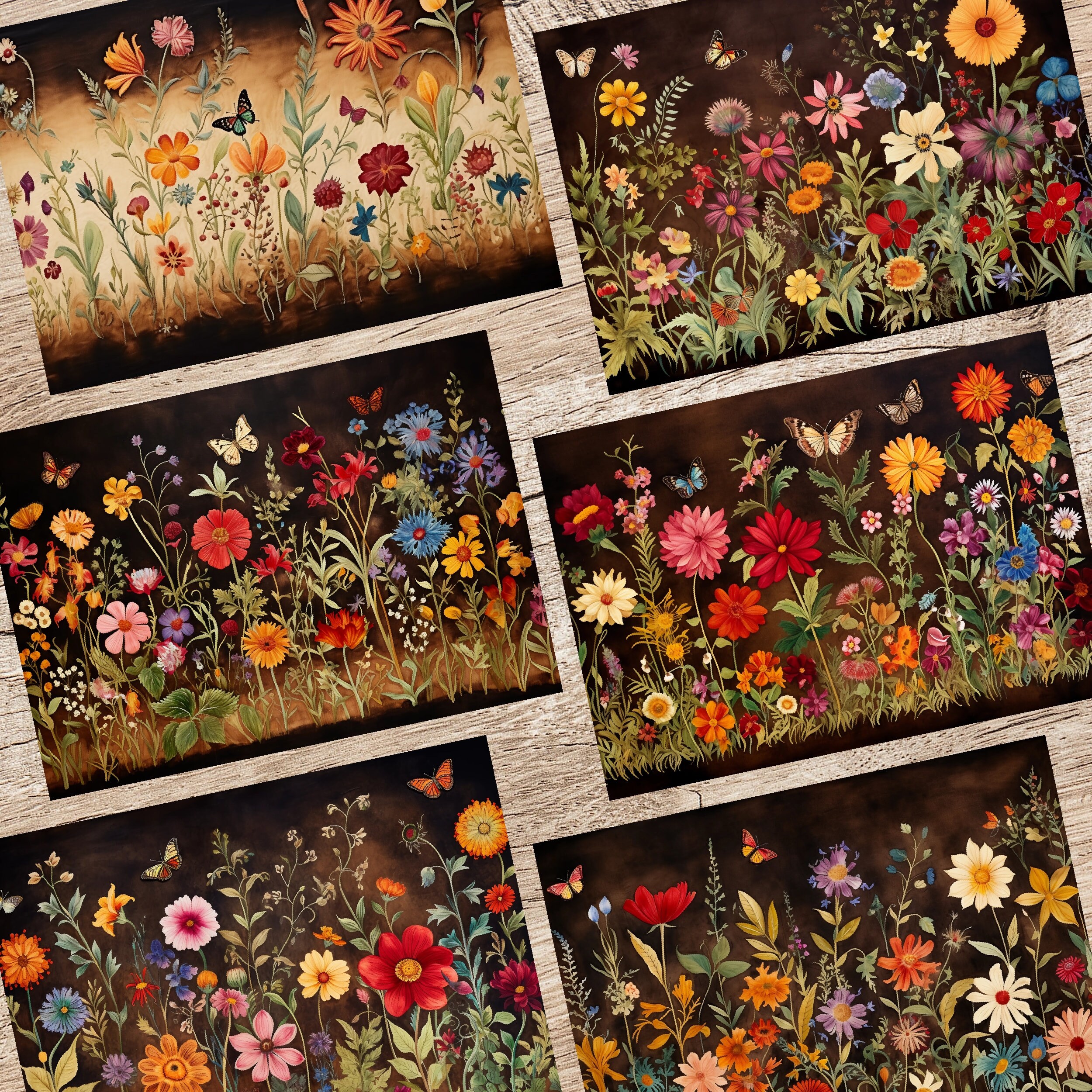 ヴィンテージフローラルワイルドフラワージャンクジャーナルページ