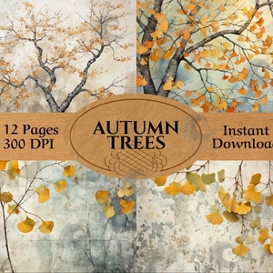 Autumn Leaves Junk Journal - 12 Floral Double Autumn Junk Journal Vintage - Autumn Ephemera, Scrapbooking, Junk Journal Supplies