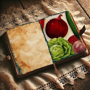 Vegetable Garden Junk Journal Papers - Vintage Fruit & Vegetable Hand-drawn Illustrations Junk Journal Pages - Garden Ephemera, Junk Journal