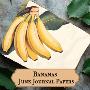 Banane Junk Journal Papiere - Tropische Früchte Ephemera für Scrapbooking und Basteln - Junk Journal und Scrapbooking Vintage Obst Papiere