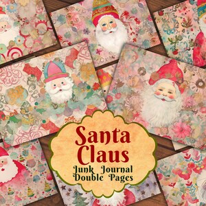 Christmas Santa Junk Journal Pages, 12 Pages Junk Journal Kit, Festive Journal, Vintage, Christmas Tree Ephemera, Christmas Junk Journal