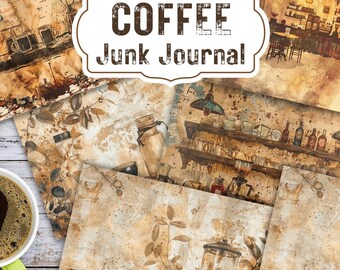 Coffee Shop Junk Journal Pages - afdrukbare vintage ephemera (digitale download)