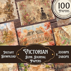Vintage Victorian Junk Journal Kit, Victorian Ephemera,  Jane Austen Journal Kit, Pride & Prejudice, Romantic Collage Sheet,