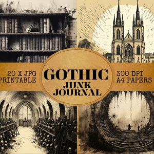 Gothic Junk Journal Pages, 20 Printable Pages, Ephemera, journal pages, Junk Journal, Gothic Stained Glass, Doorways, Arches Ephemera