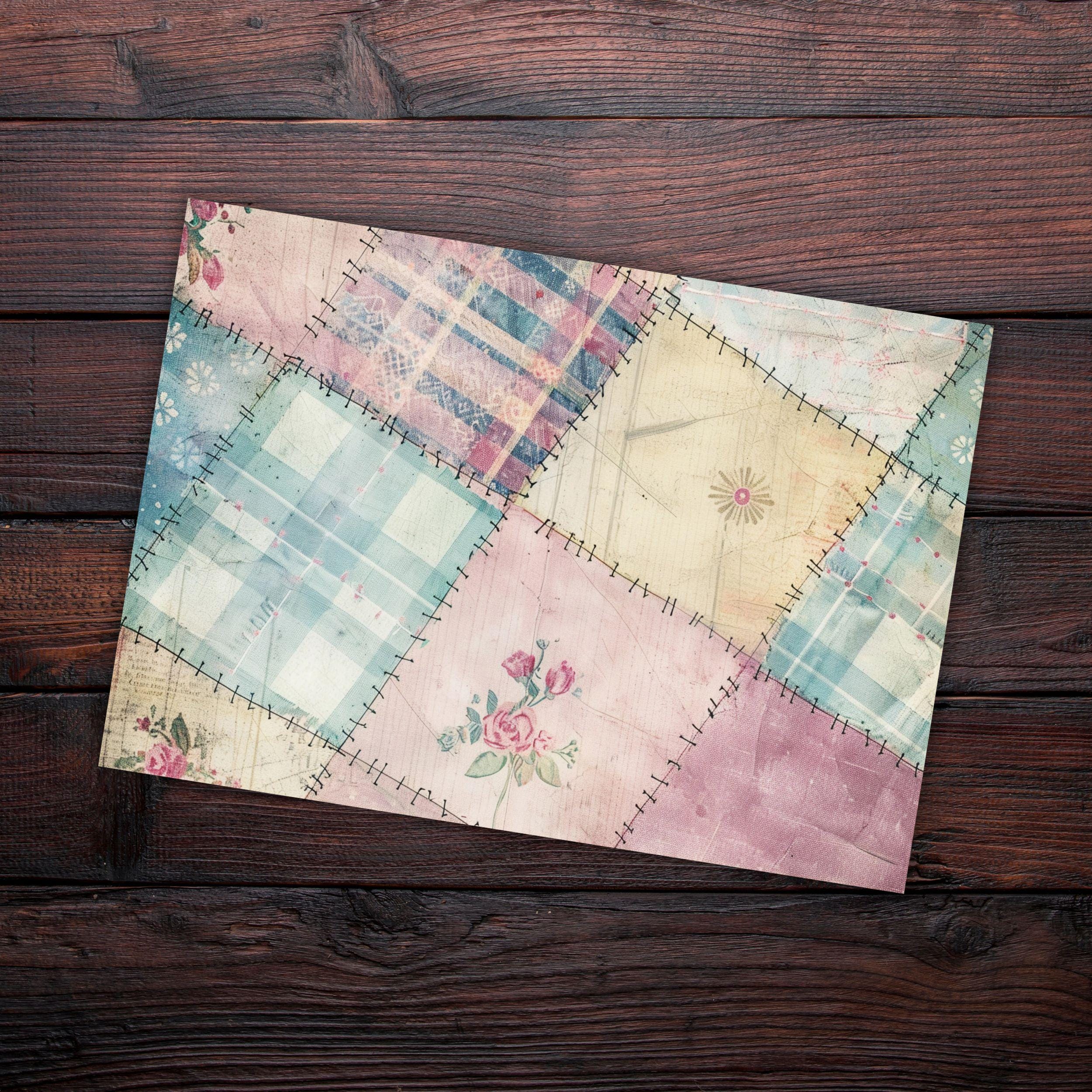 Quilt Patchwork Digital Papers - Vintage Quilt Designs With Sewing ...